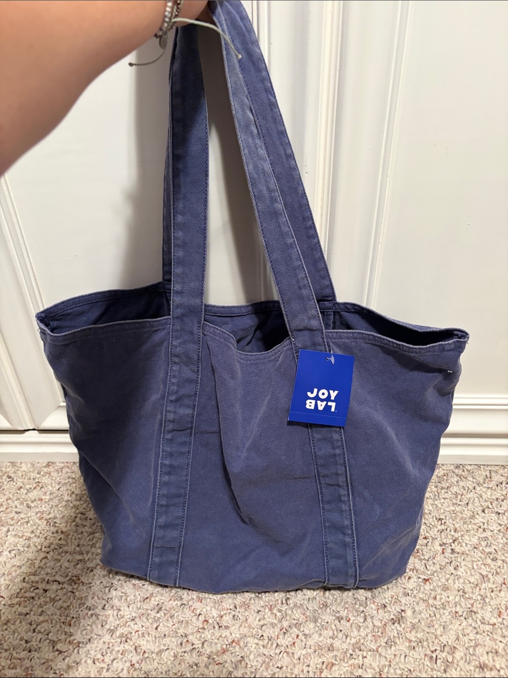 JoyLab Indigo Canvas Tote with Long Straps